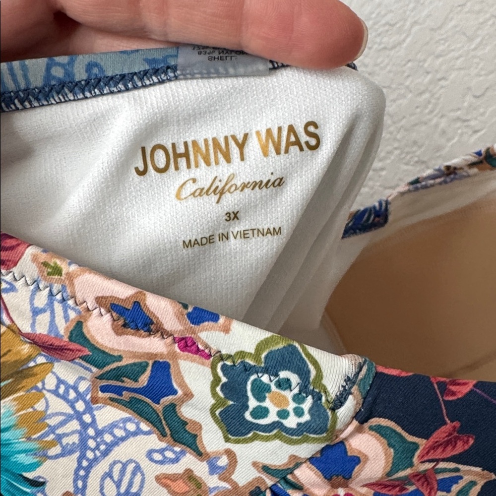 Johnny Was Blue Sady Twist-Front One Piece Swimsuit V Neck Halter 3X XL - Picture 8 of 9